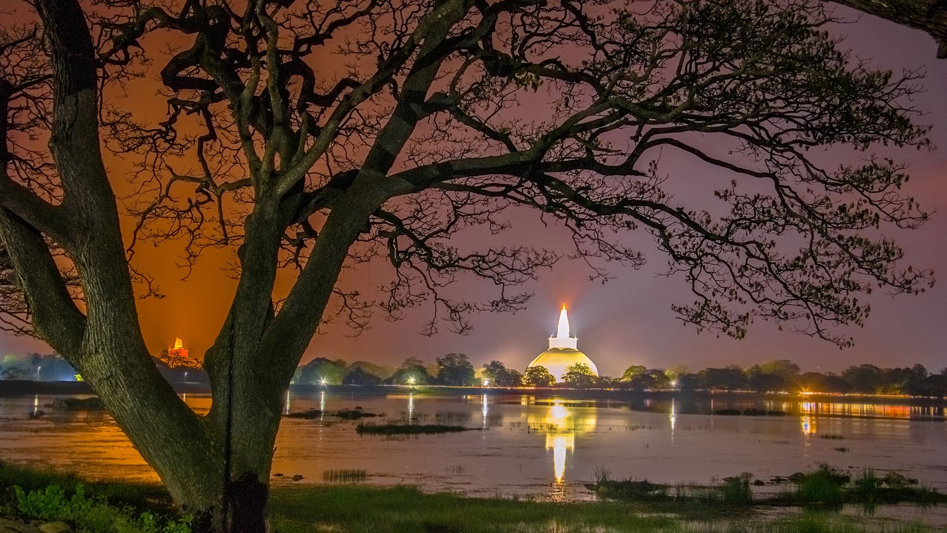 Night View Of Anuradhapura Sri Lanka 