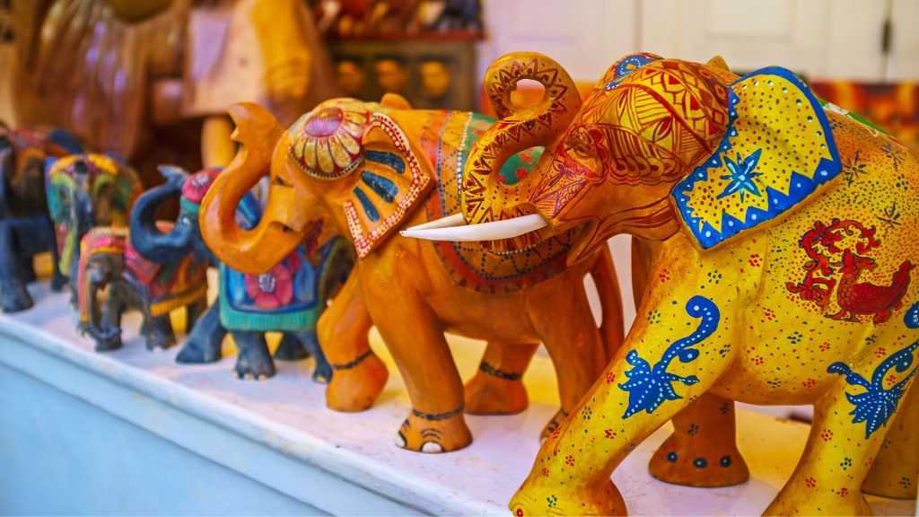 Painted Wooden Elephants